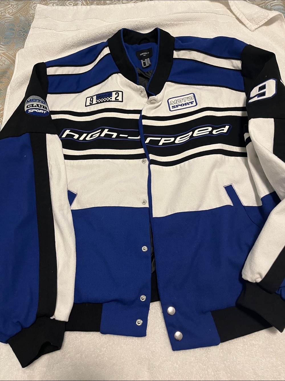 NWOT Forever 21 Men's Blue and Black Jacket Sz XXL